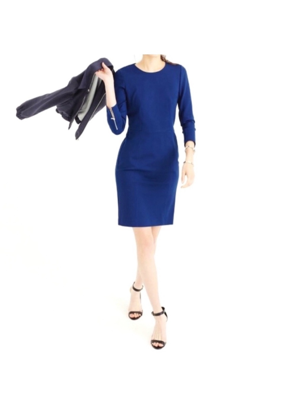J. Crew 3/4 Sleeve Structured Sheath Dress - Blue - Size 10